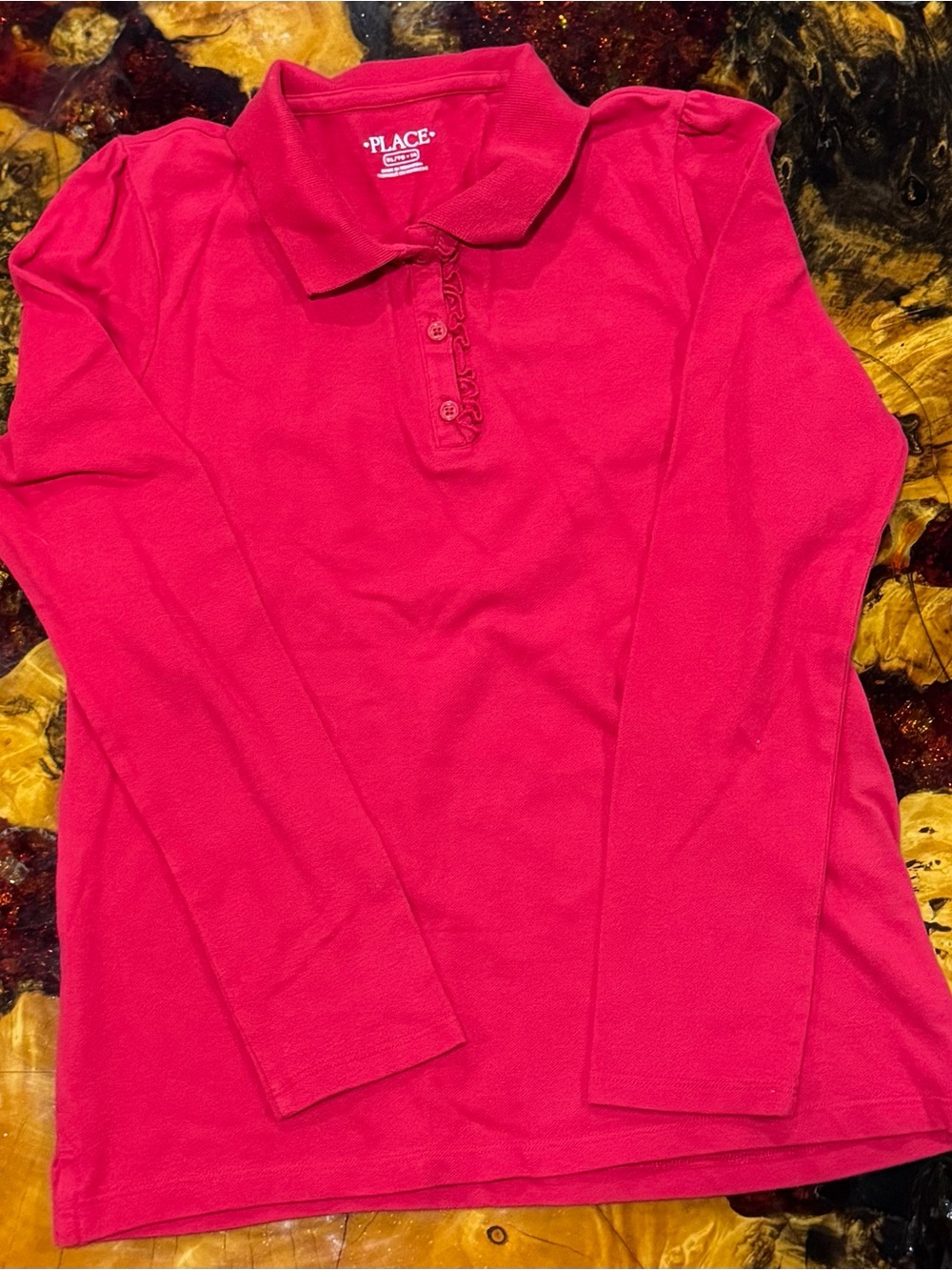 The Children's Place Girls' Red Long-Sleeve Polo Top